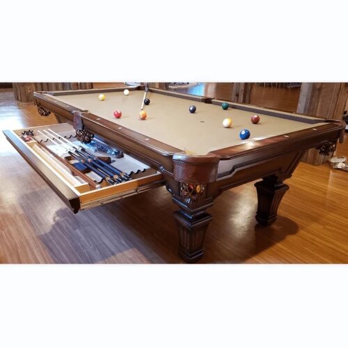 2024 7ft Factory Wholesale Dining Game 8 Ball 9 Ball Solid Wood Slate Bed Antique Styles Classic Carving Billiards Pool Table - Image 5