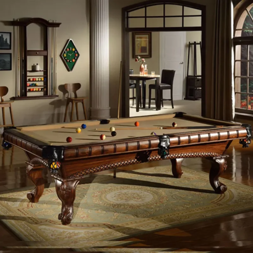 2024 Game Room Furniture Home Living Custom Carving Legs Billiard Table Solid Wood Slate Bed Mesa 8 Feet Carved Pool Table Sale - Image 2