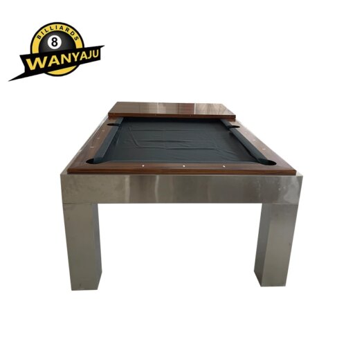 2024 Popular Custom Design Luxury stainless steel 7ft/8ft/9ft Billiards Outdoor Pool Billiard Table  with dining top - Image 5