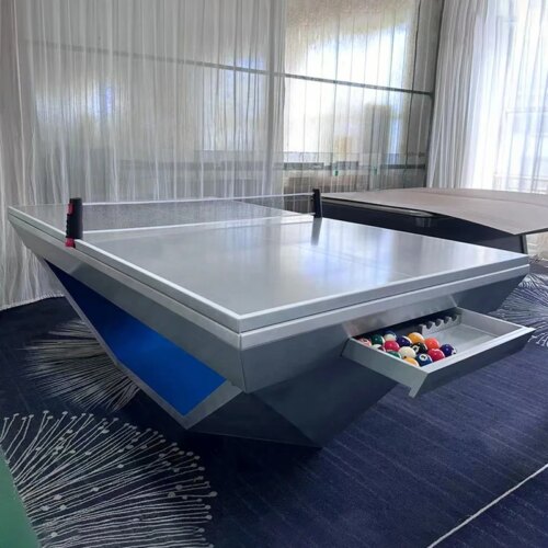 2024 wanyaju factory directly sale Hot sale cheap luxury Designer new design solid wood 7 - word shape table leg pool table - Image 4