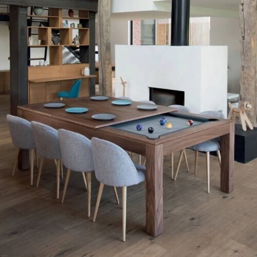 Custom multifunctional billiards full size dining pool table with benches - Image 3