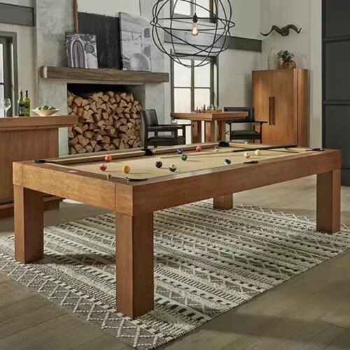Custom multifunctional billiards full size dining pool table with benches - Image 6