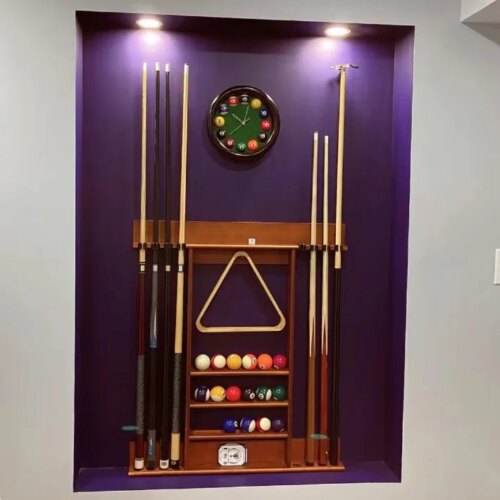 Factory price cheap high-end custom solid wood pool cue rack Direct Wall Mounting affordable Billiard Stick Wall Rack - Image 3