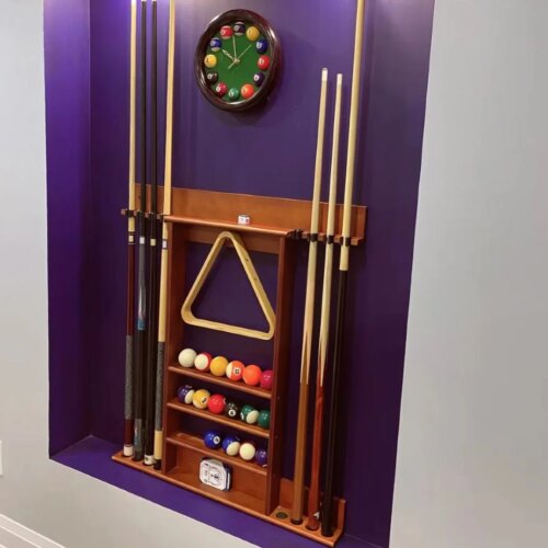 Factory price cheap high-end custom solid wood pool cue rack Direct Wall Mounting affordable Billiard Stick Wall Rack - Image 4